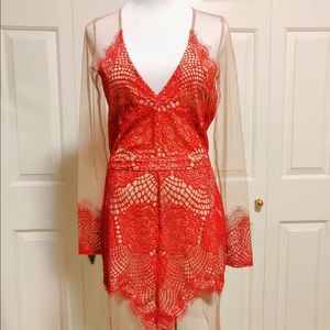 For Love & Lemons Lace Sheer Dress